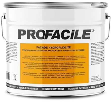 PROFACILE Peinture façade mat HydroPliolite, impression, finition, durable jusqu'a 10 ans 10 litres Calcaire (RAL 9003)