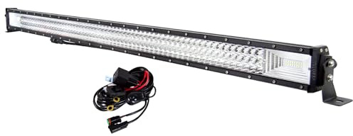 PICAA 52 Zoll 675W LED Arbeitsscheinwerfer mit DT Kabelbaum Kit, Tri-Reihen LED Lightbar Lichtbalken 12V 24V Lichtleiste Auto Offroad 4x4 Zusatzscheinwerfer