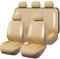 Flying Banner Universal Carbon Fibre Leather Car Seat Covers Airbag Compatible Seat Protector (Full Set, All Beige)