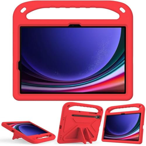 Funda para niños para Samsung Galaxy Tab S8 de 11 pulgadas 2022 (SM-X700/X706), espuma EVA, ligera, a prueba de golpes, duradera, funda para tablet con asa y soporte para niños firmemente, color rojo