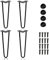 Ansobea Lot de 4 pieds de table en métal noir avec 2 pieds en épingle à cheveux, pour bureau, table et table basse, pieds de table en épingle à cheveux avec protections de sol et vis (30 cm)