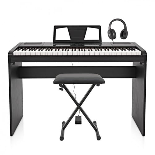 Gear4music SDP-3 Digital Stage Piano 88 Hammermechanik-Tasten mit Ständer