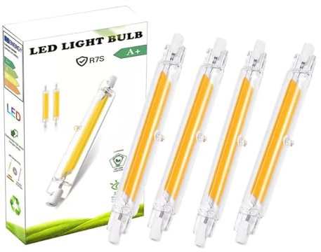 Dvnoua R7S LED 118mm Dimmbar 20W Lampe, R7S LED 118mm Leuchtmittel, Warmweiß 3000K Glühbirne, Ersatz für 200W R7S Halogenlampen, COB LED Birnen 2000LM, Kein Flackern, 360° Strahlbeleuchtung, 4pcs