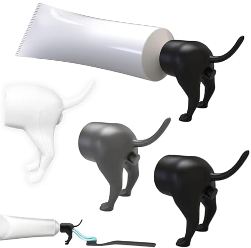 3-teiliger Toothpaste Topper Hunde Hintern Zahnpasta Spender Lustiger Zahnpasta Quetscher Pooping Dog Butt Zahnpasta-Topper Lustige Geschenke Geschenk für Freunde und Familie
