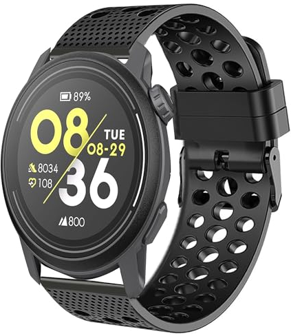 Blueshaweu 20mm 22mm Armband Kompatibel Für COROS Smartwatch, Weiches Sport Atmungsaktiv Silikon Ersatz Uhrenarmband Für Coros Pace 3/ PACE 2/ APEX 2 /APEX 2 Pro etc. Smartwatch (22mm, schwarz)