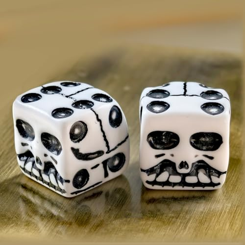 6-teiliges Set mit Totenkopf-Würfeln, 6-seitig, Halloween-Party, weiße Totenkopf-Würfel, Neuheit, Skelett-Würfel für Club, Bar, Party, 6-teiliges Set