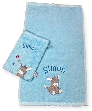 Kinderhandtuch und Waschlappen Sterntaler mit Namen personalisiert