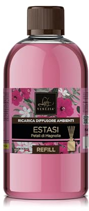 Raumduft Nachfüller – 500 ml - Duftöl für Zuhause – Nachfüllflasche mit Stäbchen – Magnolien Duft – Langahalted Aroma - Lady Venezia- Made in Italy (Magnolien)