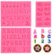 3 Stück 3D GießForm Buchstaben Set 0-9 Silikonform Zahlen A-Z-Alphabet Schokoladenform Kleinbuchstaben Gießformen Für Tortendekoration, Kekse, Eiswürfel, Anhänger, Hängende Ornamente(Rosa)