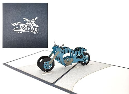 scicent Dankeskarten 3D Pop Up Karte Geschenkkarte für Motorradfahrer Handgefertigt mit filigraner Faltstruktur Klappkarte Motorrad Geburtstag Grußkarten - 20654