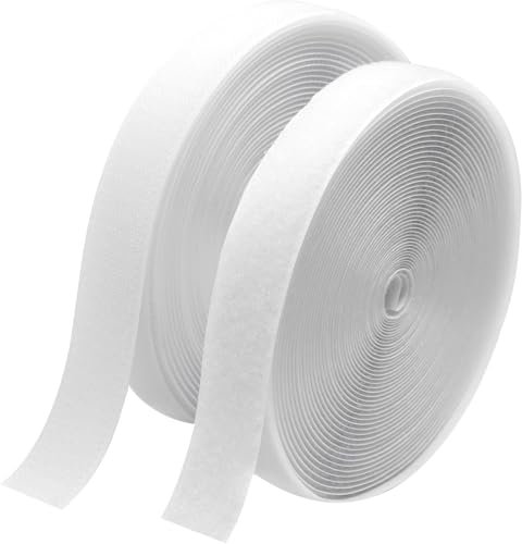 8 Metros 20 mm Auto Adhesivo Cinta Rollo Hook y Loop Tape Gancho y Cinta de Lazo, Cinta doble cara adhesivo de gancho y bucle, Sujeción Fuerte para proyectos de bricolaje (Blanco)