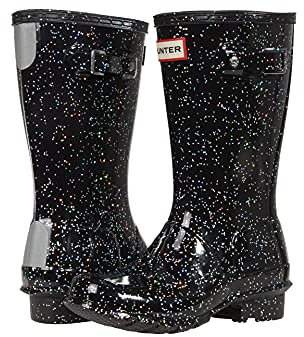 Hunter Stivali da pioggia originali con glitter giganti unisex, nero, 3 Little Kid