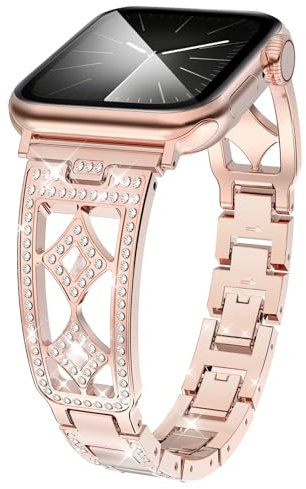 Delidigi Diamond Metall Glitzer Armband Kompatibel mit Apple Watch Armband 38mm 40mm 41mm 42mm 44mm 45mm 46mm, Bling Link Diamant Crystal Ersatzarmband für iWatch SE, Series 10 9 8 7 6 5 4 3 2 1