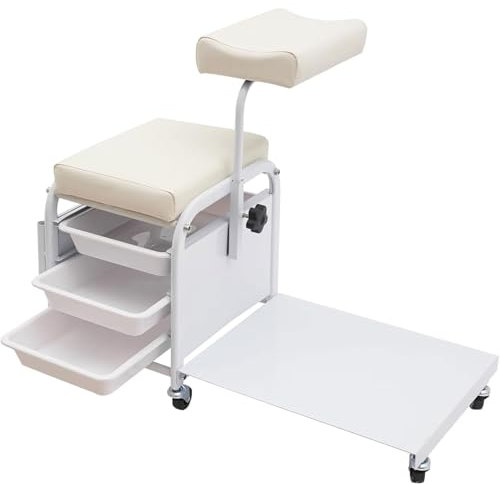 Fußbad Spa Trolley Wagen mit verstellbarem Pediküre-Hocker und 3 Ablagen – perfekt für Salon-Fußmassagestation, 360° drehbare Handstütze