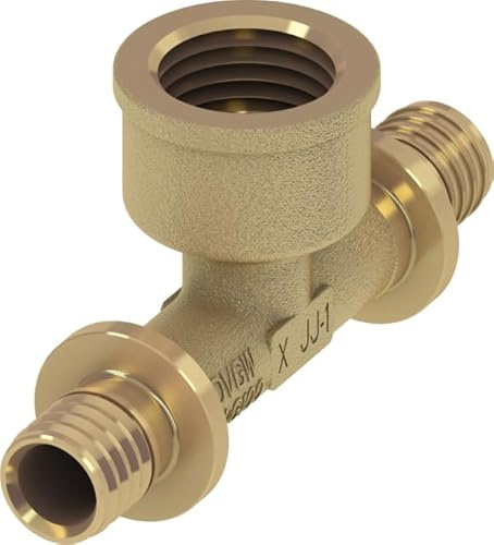 TECE T-Stück IG Messing, 20 x1/2 (nr.769520) | 16/20/25/32 mm DVGW Messing Wandscheibe Winkel Kupplung T-Stuck Druckhülse