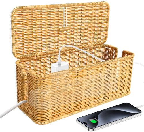 Boîte de Gestion du Câble, Boite Cache Cable, Boite Rangement Cable Style Pastoral Boîte de Gestion du Câble, Bureau Caché Caché, Boîte à Douille du Bureau à Domicile, 31,5x13x13 CM
