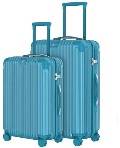 Voyagoux Kofferset 2 teilig - 72L & 116L, Hartschalenkoffer groß und mittelgroß, Rollkoffer, TSA-Schloss, ABS, Reisekoffer mit Rollen, 4X 360° Rollen, Robust und Leichtgewicht Suitcase, Hellblau
