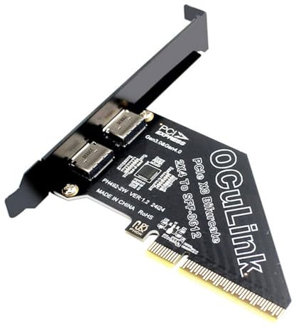xiwai PCI-Express 4.0 8X PCIE abnehmbar auf Dual Oculink 4X SFF-8612 SFF-8611 VROC Raid0 Adapter für U.2 SSD eGPU Grafikkarte Externes Dock