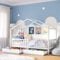 Bellabino Bia Kinderbett 90x200 cm – Hausbett mit Rausfallschutz, Lattenrost & 2 Schubladen – Montessori Kinder Bett aus Massivholz Kiefer – Bett für Jungen und Mädchen mit Stauraum in Weiß
