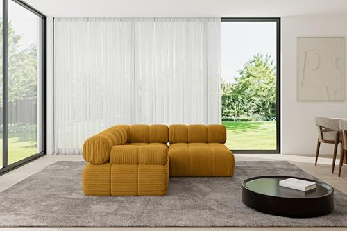 ALTDECOR Modulares Sofa Ecksofa in L-Form Corner modular Sofa Eckcouch Couch Wohnlandschaft Cauchsofa Polstersofa Mende-L1-190x190x70 cm Senfgelb