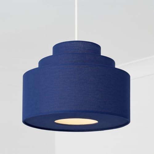 CGC Lighting Three Tier Layer Shade 30cm Ceiling Pendant Table Lamp Bedside Bedroom Lounge Hallway Kitchen (3 Tier Navy)