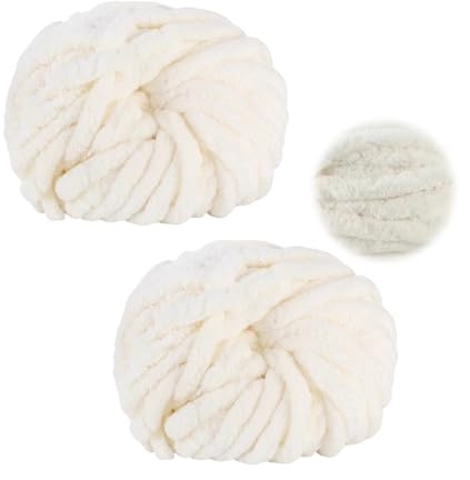 Yoller Dicke Wolle 2 Stück 500g, Chunky Yarn zum Handstricken, XXL Grobstrick Weiches Wollgarn, zum Häkeln für Decke, Schals, Mützen, Haustier Nest, Zierkissen, Milchig Weiß
