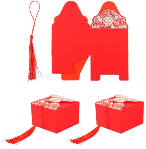Toyvian 15 Stück Dekorative Bonbonboxen aus Papier mit Deckel nicht Verformbar Rote Hochzeitsbonbonboxen für Hochzeitsparty Dekoration und Süßigkeitenverpackung