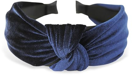 axy Breiter Haarreif aus Samt mit Knoten Damen Stirnband Haarschmuck Haarreifen Haarband Hairband HR35S (Blau)
