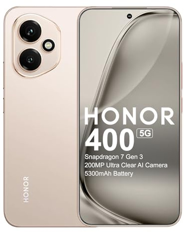 HONOR 400 5G Smartphone, 8+512GB, Snapdragon 7 Gen 3, 6.55 5000nits 120Hz AMOLED, 5300mAh 66W SuperCharge, 200MP Ultra Clear AI Camera, IP65, SGS 5-Star Drop Resistance