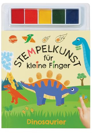 Stempelkunst für kleine Finger. Dinosaurier: Fingerstempeln für Kinder ab 3 Jahren mit 5 Stempelfarben