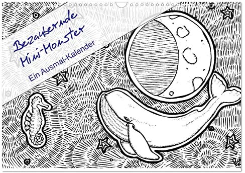 Bezaubernde Mini-Monster - Ein Ausmal-Kalender (Wandkalender 2025 DIN A3 quer), CALVENDO Monatskalender