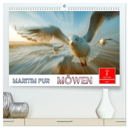 Maritim pur - Möwen (hochwertiger Premium Wandkalender 2026 DIN A2 quer), Kunstdruck in Hochglanz: Unverkennbare Meeresvögel mit besonderem Charme. (CALVENDO Tiere)