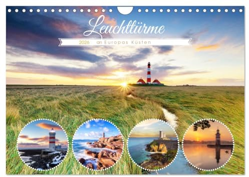 Leuchttürme - an Europas Küsten (Wandkalender 2026 DIN A4 quer), CALVENDO Monatskalender: Die schönsten Leuchttürme Europas (CALVENDO Natur)
