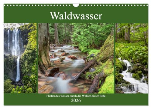 Waldwasser (Wandkalender 2026 DIN A3 quer), CALVENDO Monatskalender: Fließendes Wasser im Wald hat etwas erfrischendes und belebendes. (CALVENDO Natur)