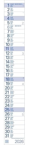Streifentimer 2026: Streifenkalender mit Datumsschieber und Spiralbindung I schmal im Format: 10 x 70 cm