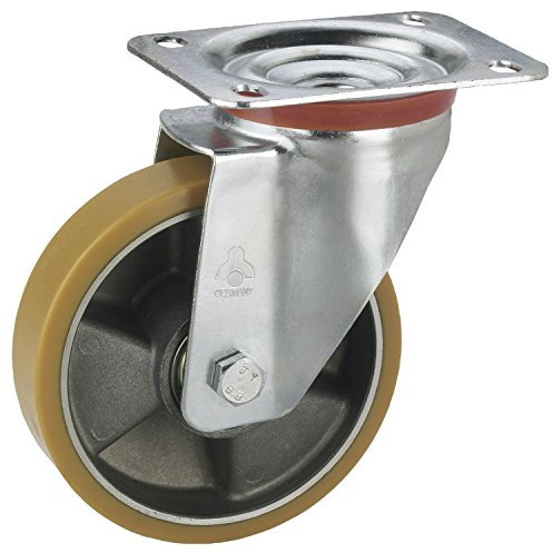 Dörner + Helmer 711206 Lenkrolle mit Alufelge Polyurethan-Bereifung 200 x 50 mm/Platte 140 x 110 mm