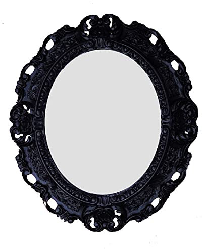 Lnxp WANDSPIEGEL Spiegel Oval in Schwarz REPRO 45x38 ANTIK BAROCK Rokoko Vintage REPLIKATE NOSTALGISCH Renaissance BAROCKSTIL 46SP