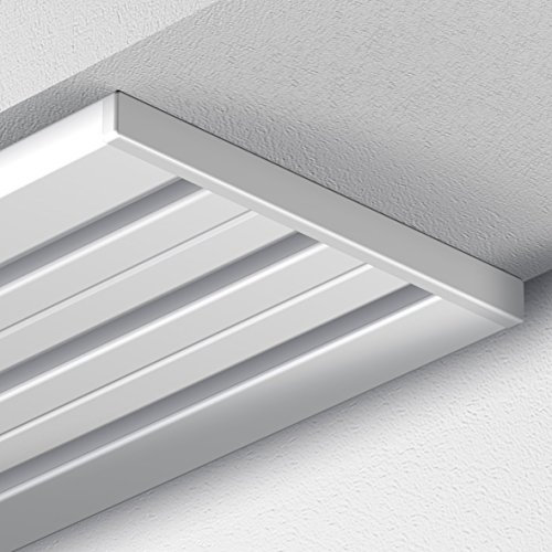 Garduna 150cm Gardinenschiene Vorhangschiene, Aluminium, weiss, glatte, glänzende Oberfläche, 4-läufig oder 3-läufig (Flächenvorhangschiene/Flächenvorhangschiene/Wendeschiene)