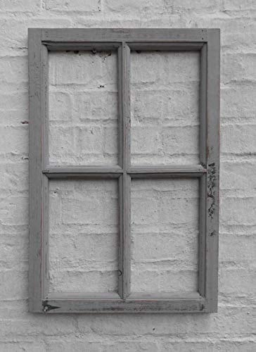 Fenster Sprossenfenster Bilderrahmen Wanddekoration Holz grau 60 x 40