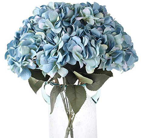 Blooming Paradise 2Bouquets Künstliche Hortensien-Arrangements aus Seide, Hochzeitssträuße, Dekorationen, Kunststoff, Blumen, Zuhause, Küche, Garten, Party, Festival, Bar, DIY (dunkelblau)