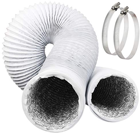 Omont Tumble Dryer Hose 16 Feet 100mm Ducting with 2 Clamps, 4 Inch Flexible Vent Kit Extractor Fan Ducting Aluminium Tube for Kitchen