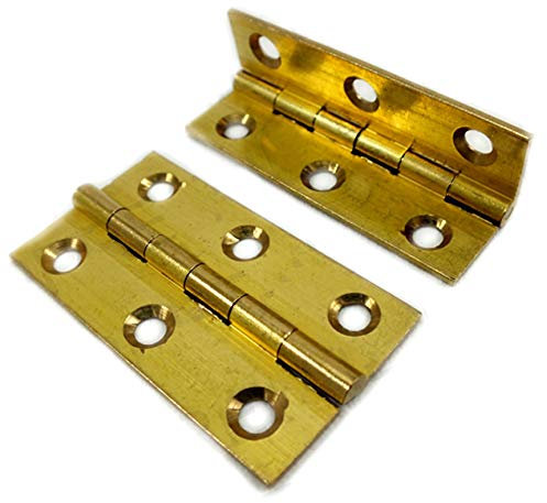 2X Solid Brass Butt Hinges, 50mm/2 Cabinet Cupboard Door Hinge