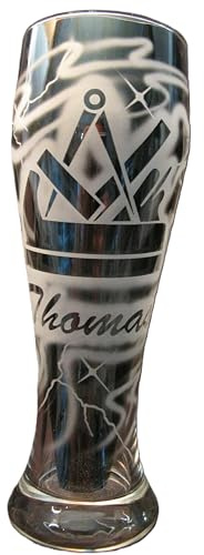 Weizenglas 0,5 l mit Tischler Schreiner Logo Zunftzeichen und Name personalisiert Glas mit Gravur Bierglas Weizenbierglas Weißbierglas individuell Geschenk