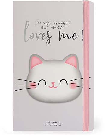 Legami - Taccuino a Righe Medium, 164 Pagine, Taschina finale, ultime 24 Pagine staccabili, Elastico di chiusura, Angoli arrotondati, in Carta certificata FSC®, 13x21 cm, Tema Kitty