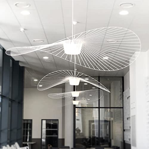 GLZXMQBP Vertigo Lampe 80cm Weiß Pendelleuchte Vintage Retro Pendelleuchten Deckenleuchten Glas + Polyurethan, Stoff Hut Modernes Design Wohnzimmer Küche Badezimmerbeleuchtung, E27 (80CM, Weiß)