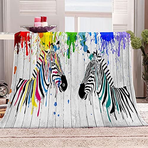 FANSU Fleece Blanket Throw Large, Kids Adults Microfiber Fluffy Soft Warm Lightweight 3D Flannel Blankets Bedspread for Bed Sofa Settees Couch Chair Office (Zebra,130x150cm)
