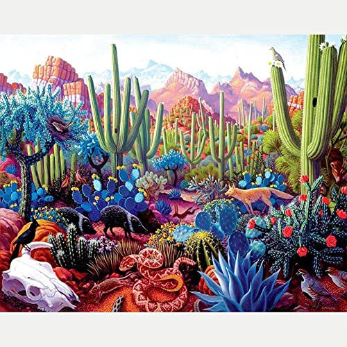 1000 Teile Puzzle,Puzzle Für Erwachsene, Klassische Hölzerne Kaktus Paradies Puzzles, Unmögliche Puzzles, Geschicklichkeitsspiele Für Die Ganze Familie, Ungewöhnliche Brain Challenge Puzzles Fü