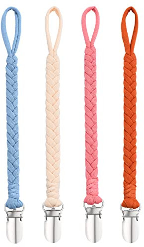 BASICSLIFE Schnullerkette Baby for Junge, 4 Pack BPA-FREI Schnuller Halter Leinen Set, Passt Alle Schnuller Baby Zahnen Spielzeug, Baby Dusche (For Mädchen)