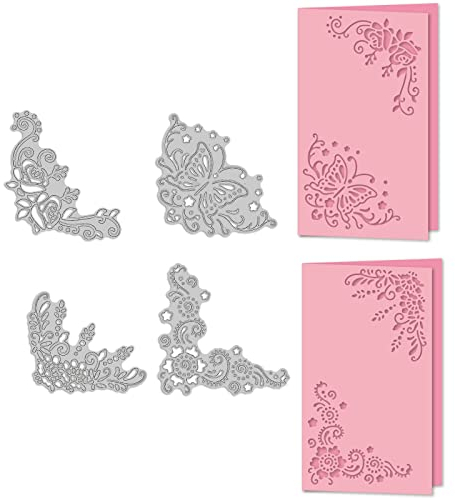 GLOBLELAND Schmetterling Ecken Metall Stanzschablone Rose Rahmen Papierpräge Stanzschablonen Set Stanzformen für Kartenherstellung DIY Papier Scrapbooking Handgefertigtes Fotoalbum