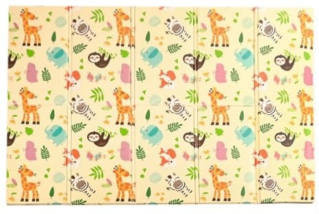 KandyToys 1.98x 1.48m Folding Wildlife Mat | Thick Padded XPE Baby Crawl Mat | Waterproof | Safe
